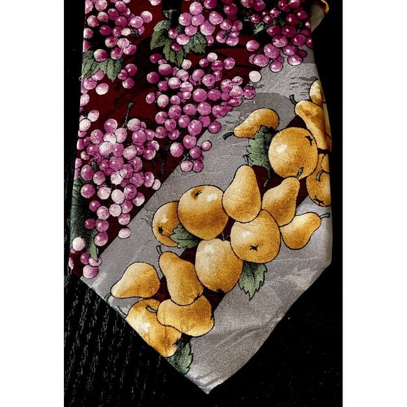 Anthony Sicari 100% Silk Men's Neck Tie Multicolor Fruit Pear Themed Tie NEW! - Picture 4 of 4